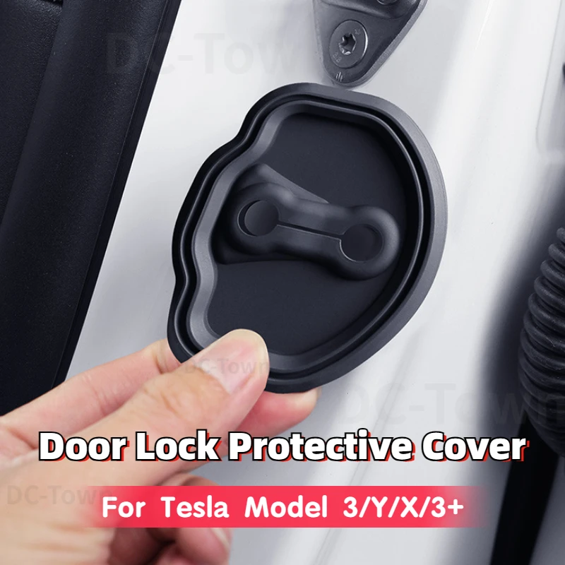 Protective for Tesla Model 3/Y/X/3+ Highland 2024 Silicone Cover Silent Door Lock Buckle Accessories_voghion.com