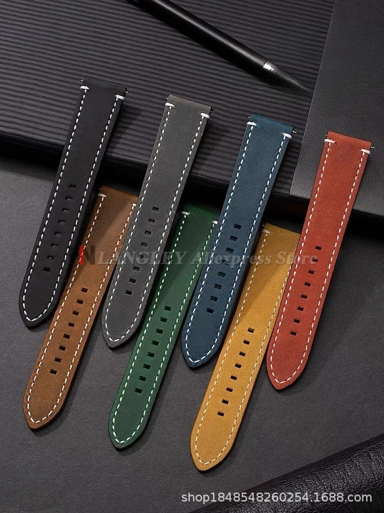 Vintage Quick Release Genuine Cowhide Leather Watch Bracelet Strap
