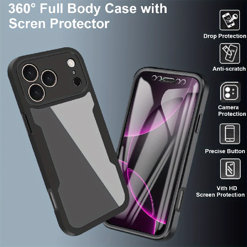 Premium 360° Full Body Shockproof Phone Case with Screen Protector