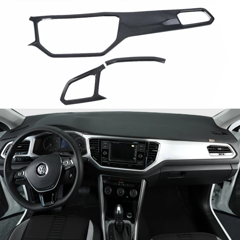 

For Volkswagen T-Roc TROC 2017 2018 2019 ABS front Center Control Panel strip Cover Front Air Vent Outlet Cove Trim