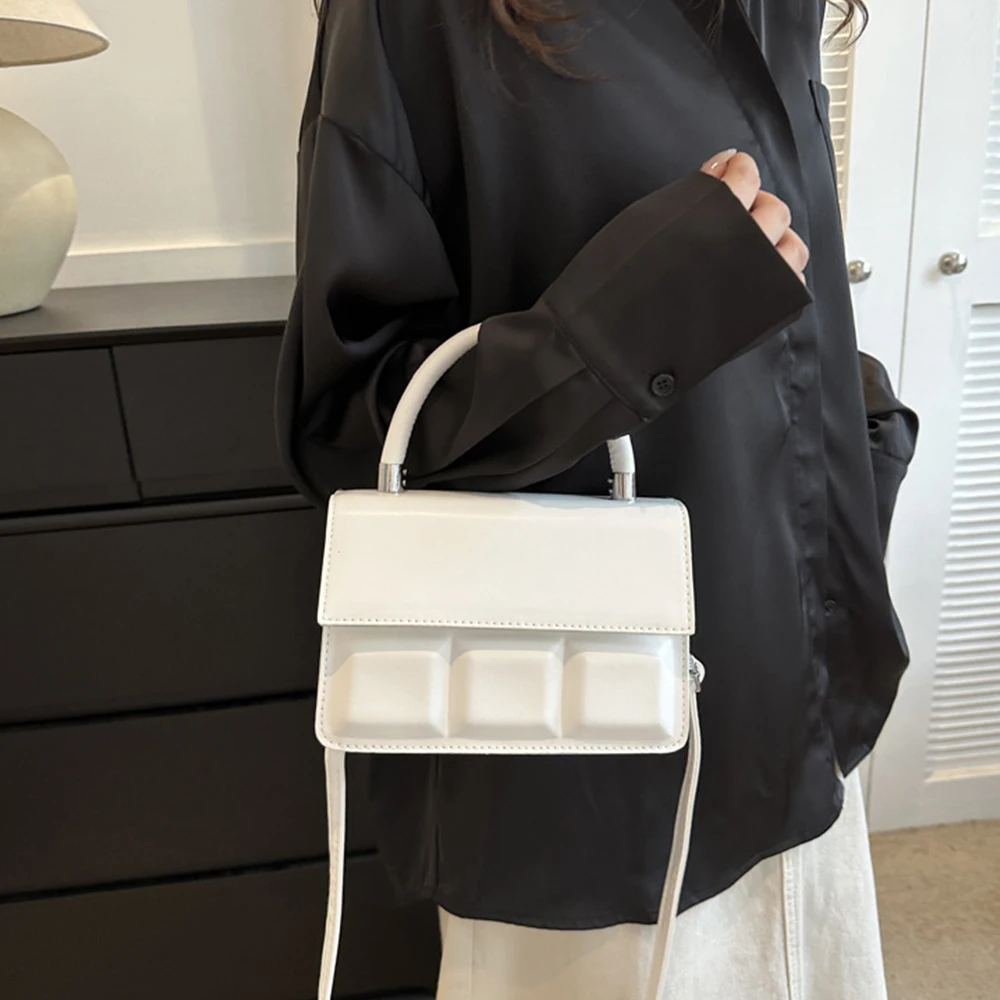 2023 Simple Small Square Bag of Women Fashion Shoulder Crossbody Bags PU leather Handbag Female Solid Color Mobile Phone Purses