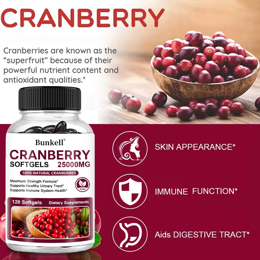 Cranberry Extract Supports Urinary Tract Health Bladder Health Antioxidant Rich in Vitamin C Daily Cranberry Capsules cranberry capsules