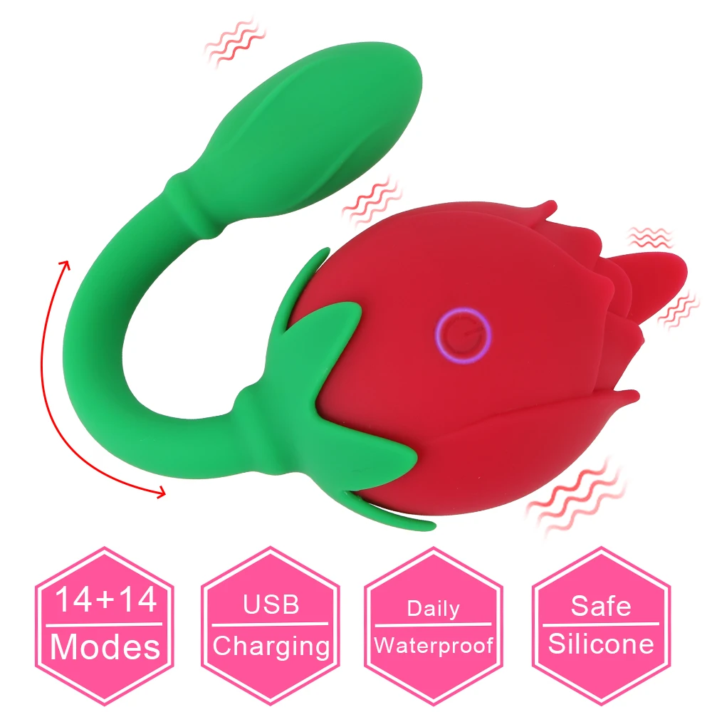 Schwanz Rose Form Vibration 2 In 1 Zunge Lecken Vibrator Klitoris Stimulation Nippel Massager Hintern_voghion.com
