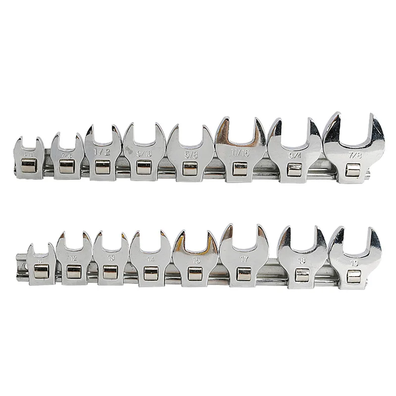 

8Pcs 3/8 Inch Drive Crowfoot Wrench Set 10-22mm Metric Imperial Chrome Plated Crow Foot Open End Spanner Wrenches Keys Set