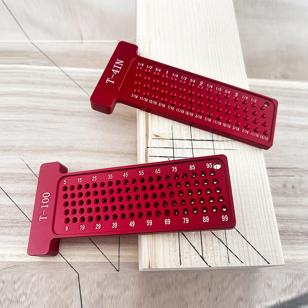 DIY 보조 도구 T-100 미터법 정밀 T-눈금자 포켓 측정 수동 마킹 도구