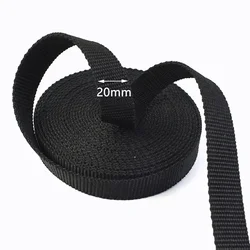 Durable Black Nylon Webbing Strap | Versatile Sewing and Crafting Accessory (Black - 20mm)