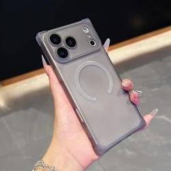 Magnetic Ice Mist Semi - Transparent Anti - Drop Phone Case with Sensitive Lens Protection - iPhone 16 (Black)