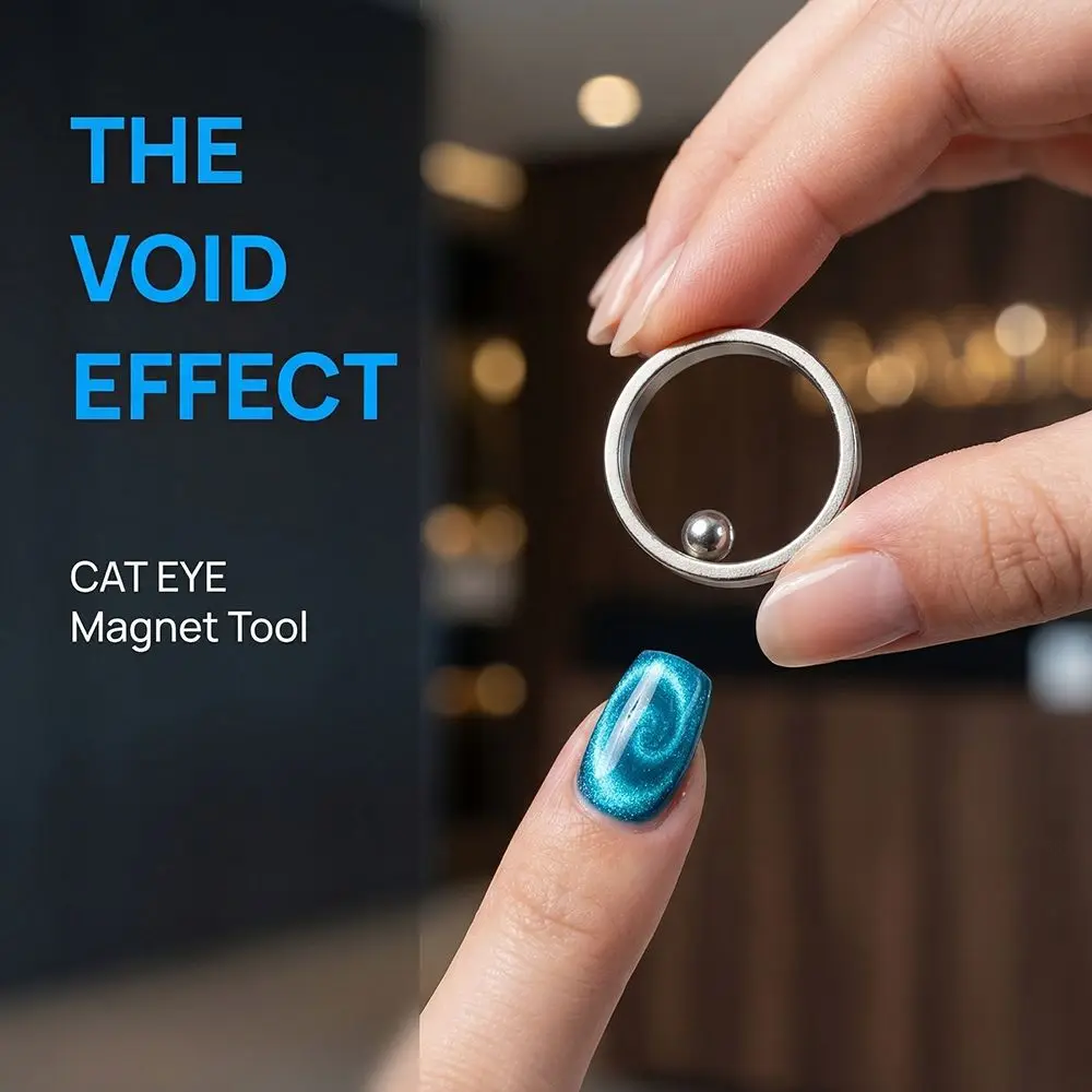 휴대용 속이 빈 고양이 눈 자석 네일 아트 효과 자석 링 DIY 네일 아트 자석 세트 매니큐어 마그네틱 도구 프렌치 네일 아트 자석