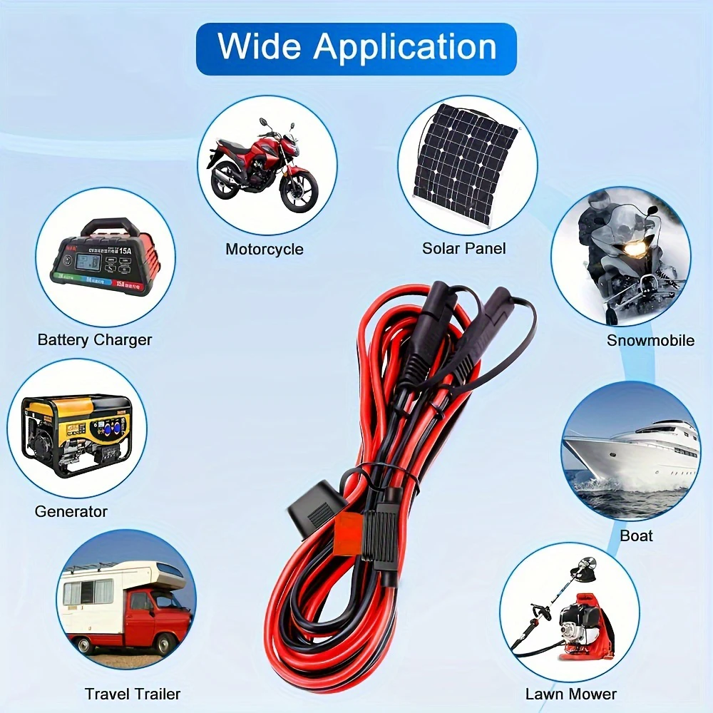 1.5M/59INCH 16AWG SAE Extension Cable with 10A Fuse Quick Disconnect Fit for RV Cars