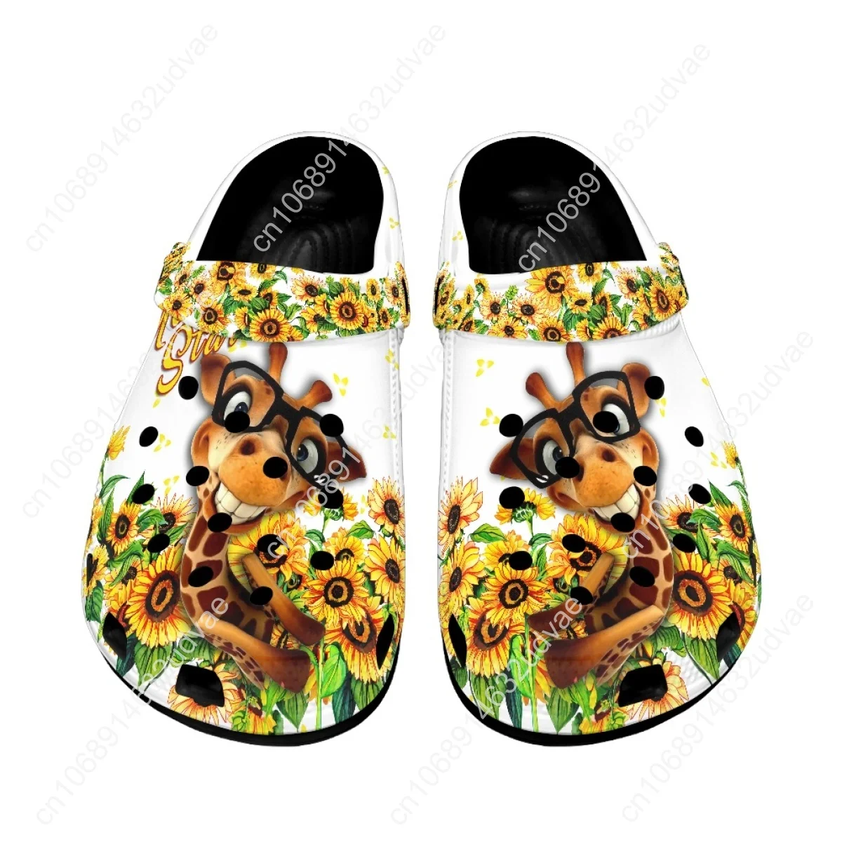 Summer Sandals for Giraffe Lovers Animal with Sunflower Brand Designer Outdoor Breathable Women Home Slippers Beach Slides Girls