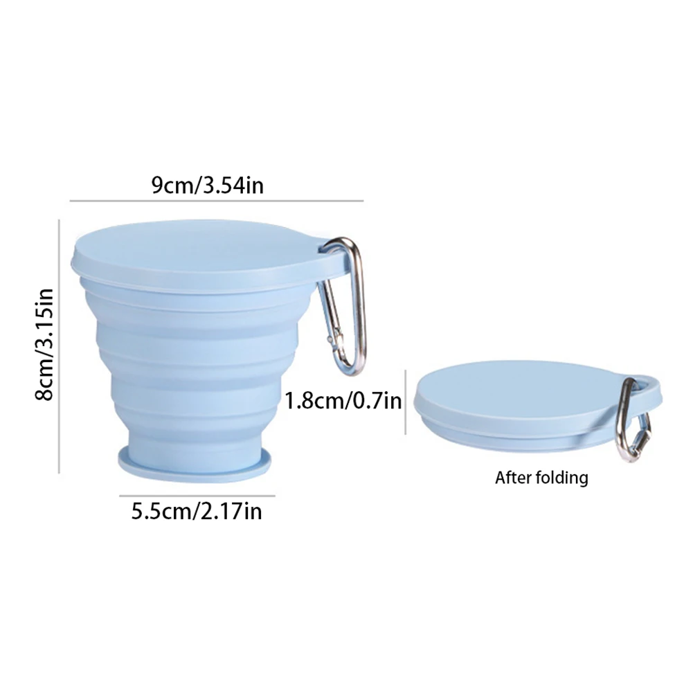 Portable Silicone Folding Water Cup Outdoor Heat Resistant Telescopic Collapsible Foldable Mug With Lid For Travel Camping 180ml