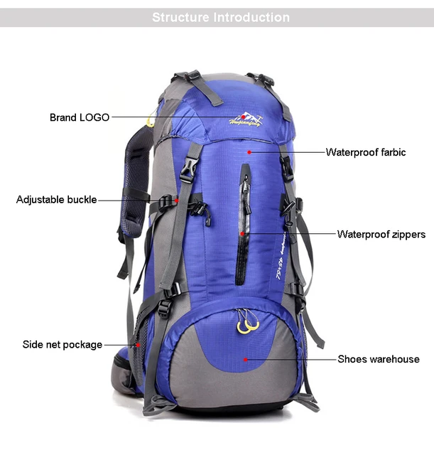 Mochila de viaje de 50l para hombre, bolsa grande de senderismo, mochila de  Turismo, impermeable, deportes al aire libre, escalada, montañismo,  equipaje - AliExpress