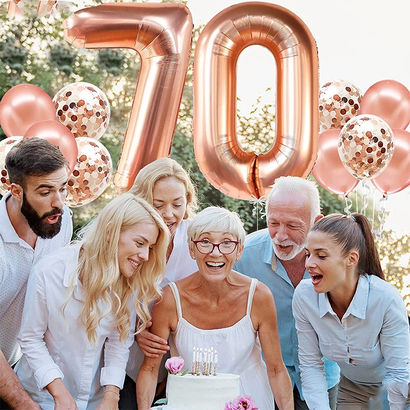 16" & 70" Gold Number Balloons – 70th Birthday Party Decor, Foil Balloon Set For Anniversaries 10 thumbnail image