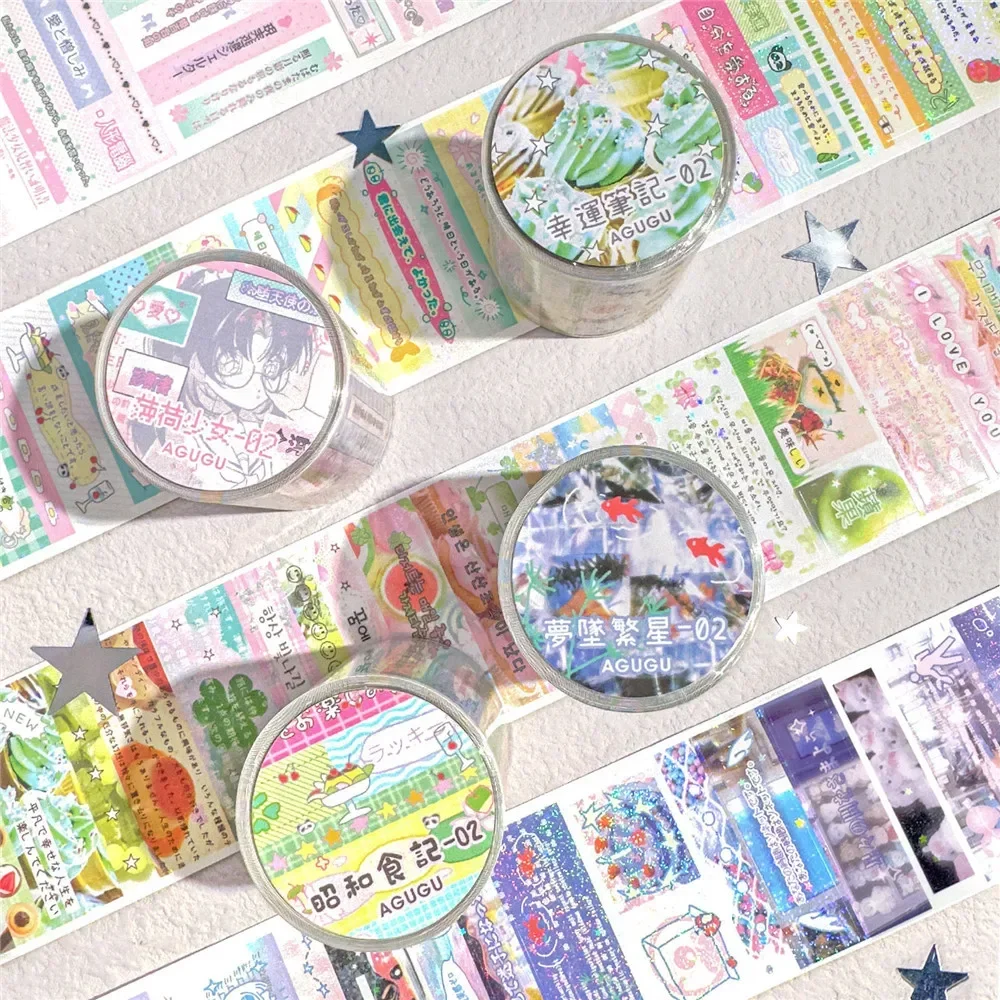 My Memories Series Stickers-Showa Era Vintage PET Tapes Kawaii Craft Supplies for Scrapbooking & Junk Journals decorative stickers handbook stickers stationery tapes diy scrapbooking accessories stationery supplies