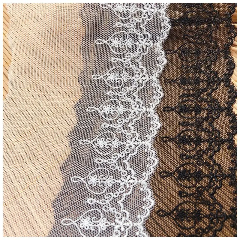 

30Yards White Black Embroidery Lace Fabric Ribbon Lace Trim Ribbon Diy Craft Fabric 10.4cm Width African Fabrics