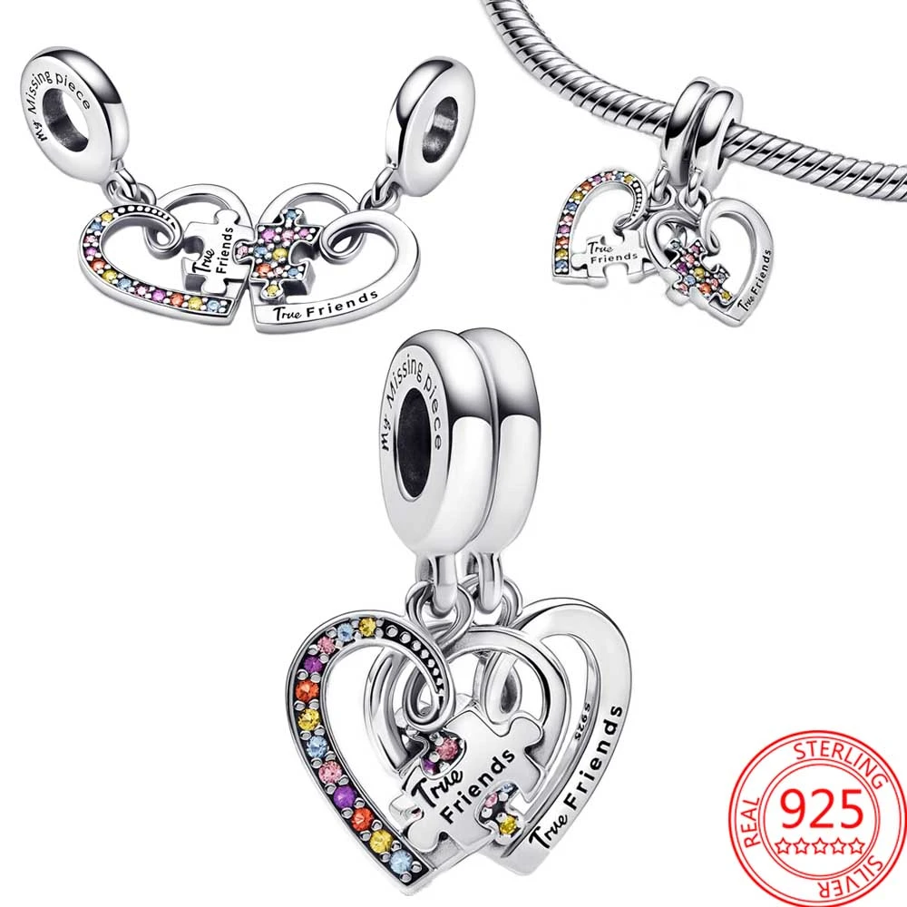 2022 New Hot Plata Charm Of Ley S925 Silver Puzzle Piece Hearts Splittable  Friendship Dangle Charm Fit Brand Bracelet Jewelry - Charms - AliExpress