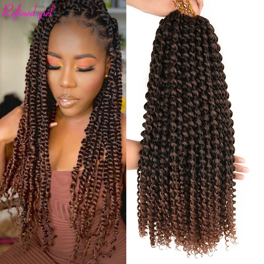 Passion Twist Hair Water Wave Crochet Braids Black Brown Free Tress Synthetic Curly Braiding Hair Extensions 22 strands/pack