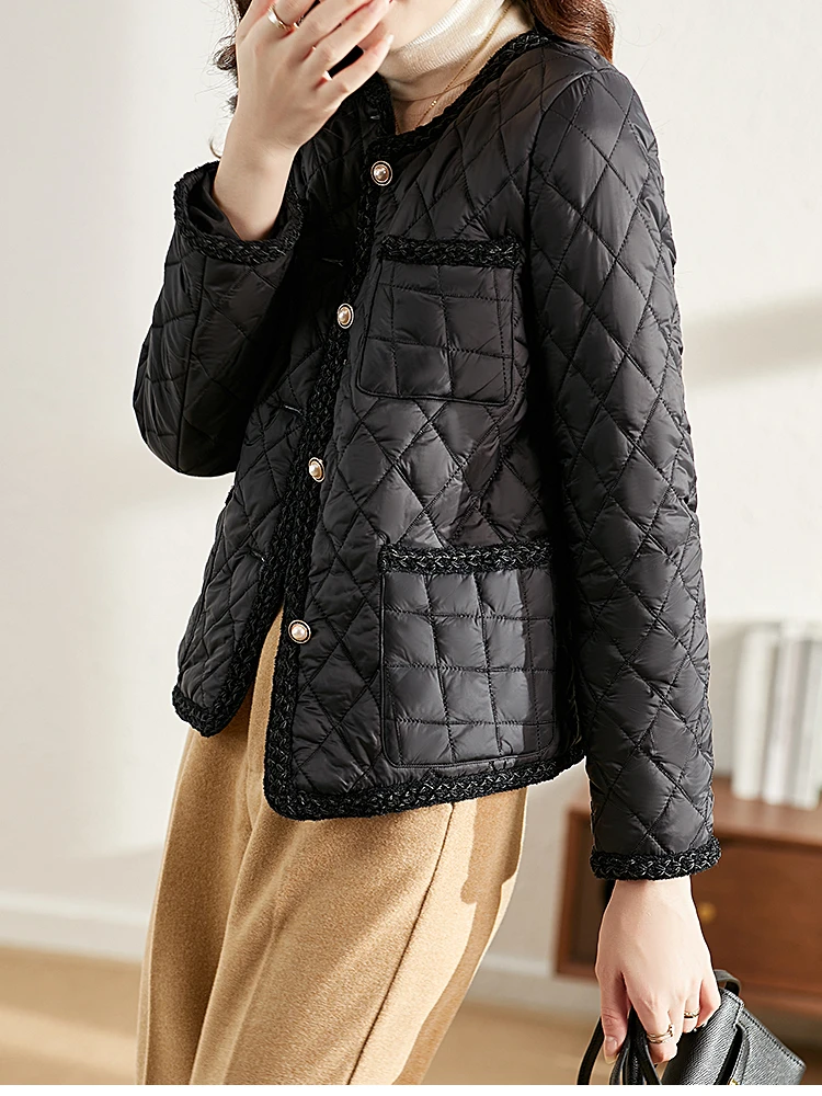 Vimly Elegant Chic Quilted Coat Baseball Style Padded Jacket Women 2022