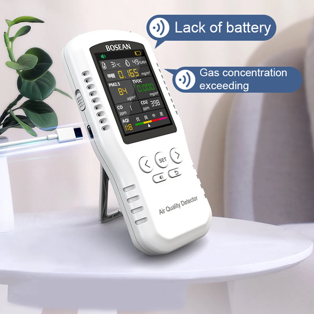 8 In 1 Professional Air Quality Detector CO2 CO HCHO TVOC PM2.5 Temperature Humidity Test AQI Monitor High Accuracy Gas Analyzer