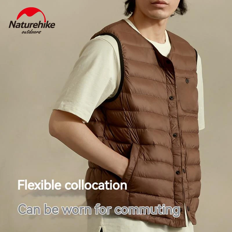 Naturehike Goose Down Vest 800FP Warm 90% White Goose Down Jacket Ultralight Button Coat Man/Woman Windproof Outdoor Travel