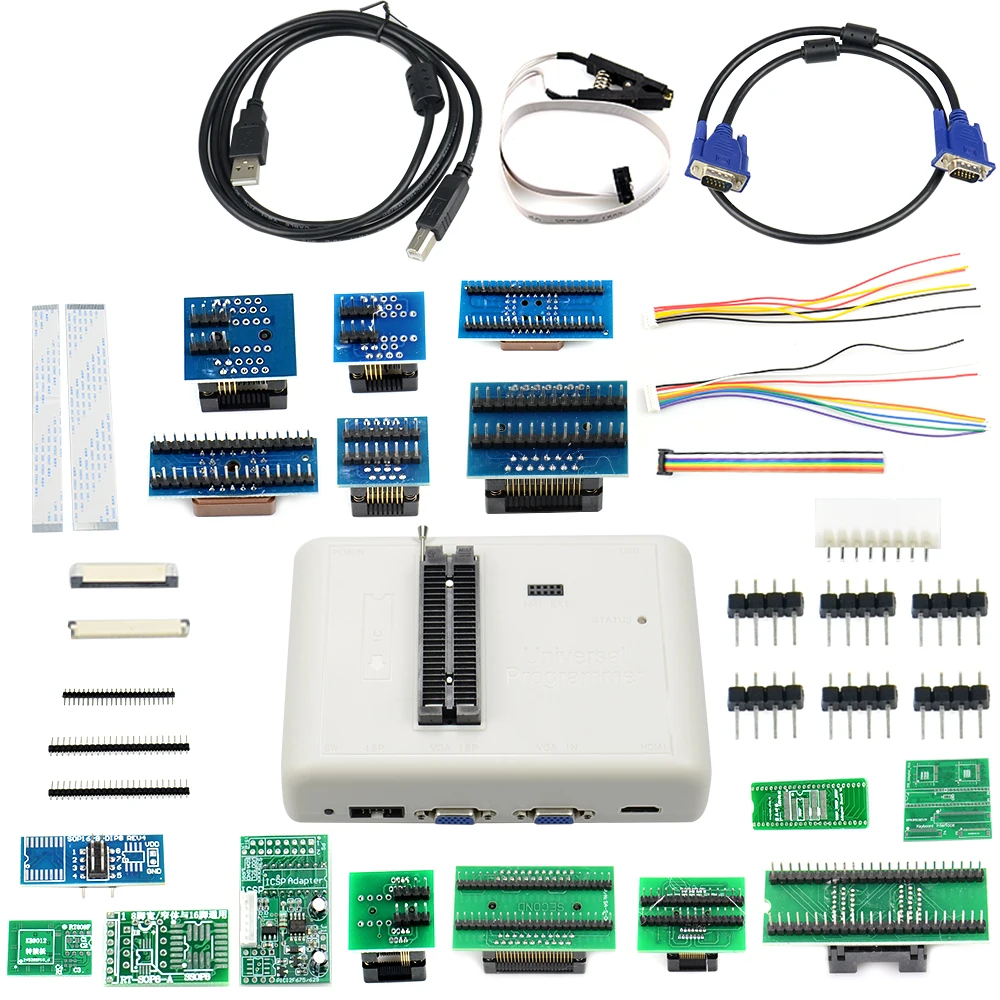 Meg nem látott RT809H programmer + 58 items emmc-nand Csillogtat Rendkívül gyorsan Univerzális programmer Széria állítsa +edid Vezeték vel CABELS