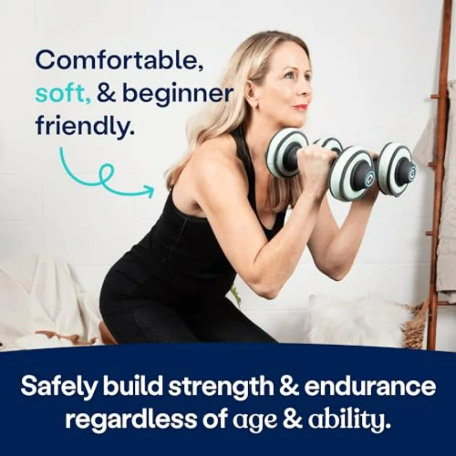 Build Adjustable Dumbbell Set - Includes Two Adjustable Hand Weight Dumbbells Plus 4 1 lb SoftRings Free Weights ​with Fast and