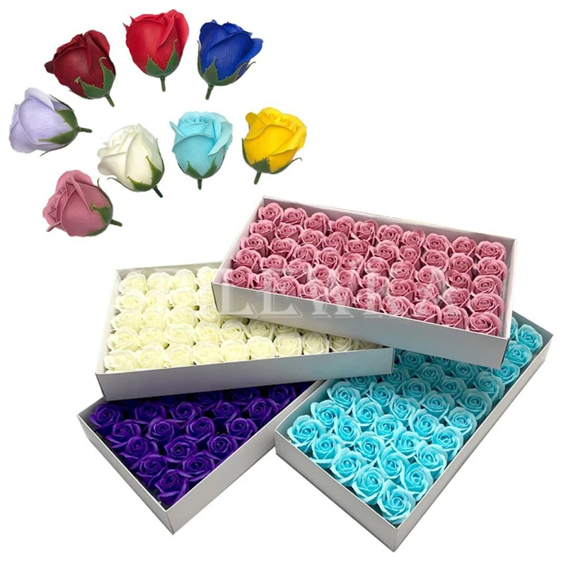 12pcs 4.5X6cm 인공 장미 비누 꽃 머리 뷰티 웨딩 발렌타인 데이 선물 꽃다..