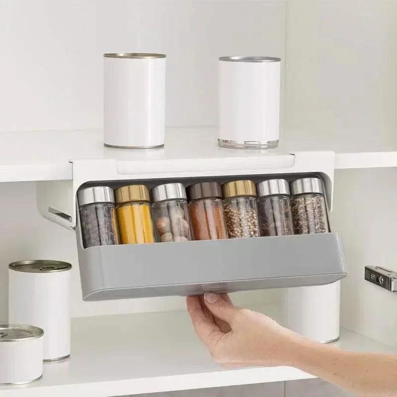 

Spice Organizer Kitchen Spice Rack Self-adhesive Rack Seasoning Bottle Spice Organizer Wall-mounted Under-Shelf Kitchen Storage