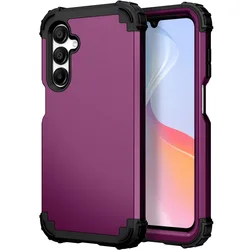 Heavy Duty 3 - in - 1 Shockproof Phone Case with Soft TPU Silicone Lining and Hard Plastic Exterior - A16 4G or A16 5G (Purple)