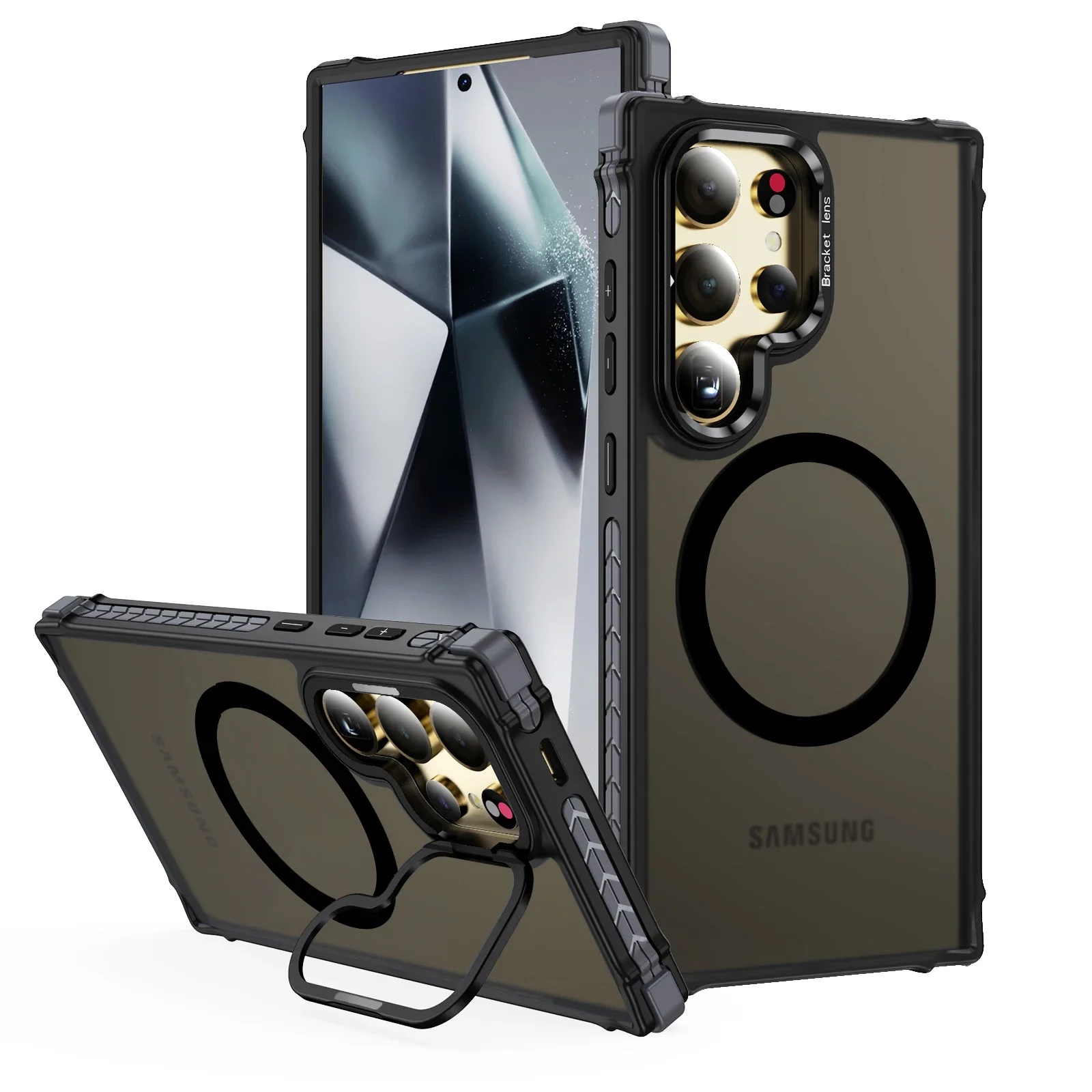 Magnetic Metal Lens Bracket Matte Finish Case with Skin Feel