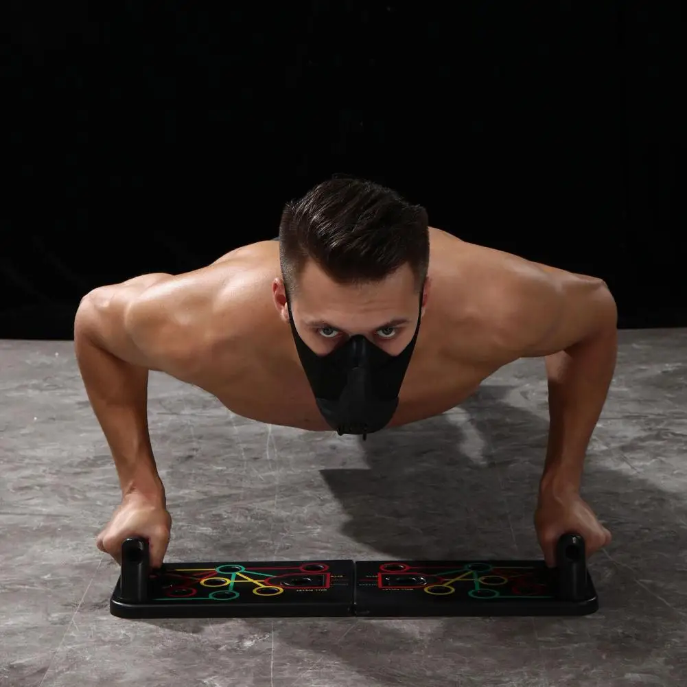 1 Set Push Up Board ABS Detachable Push Up Bar Non-Slip Burning Fat Push-Up Stand with Elastic Strap Fitness Board for Home