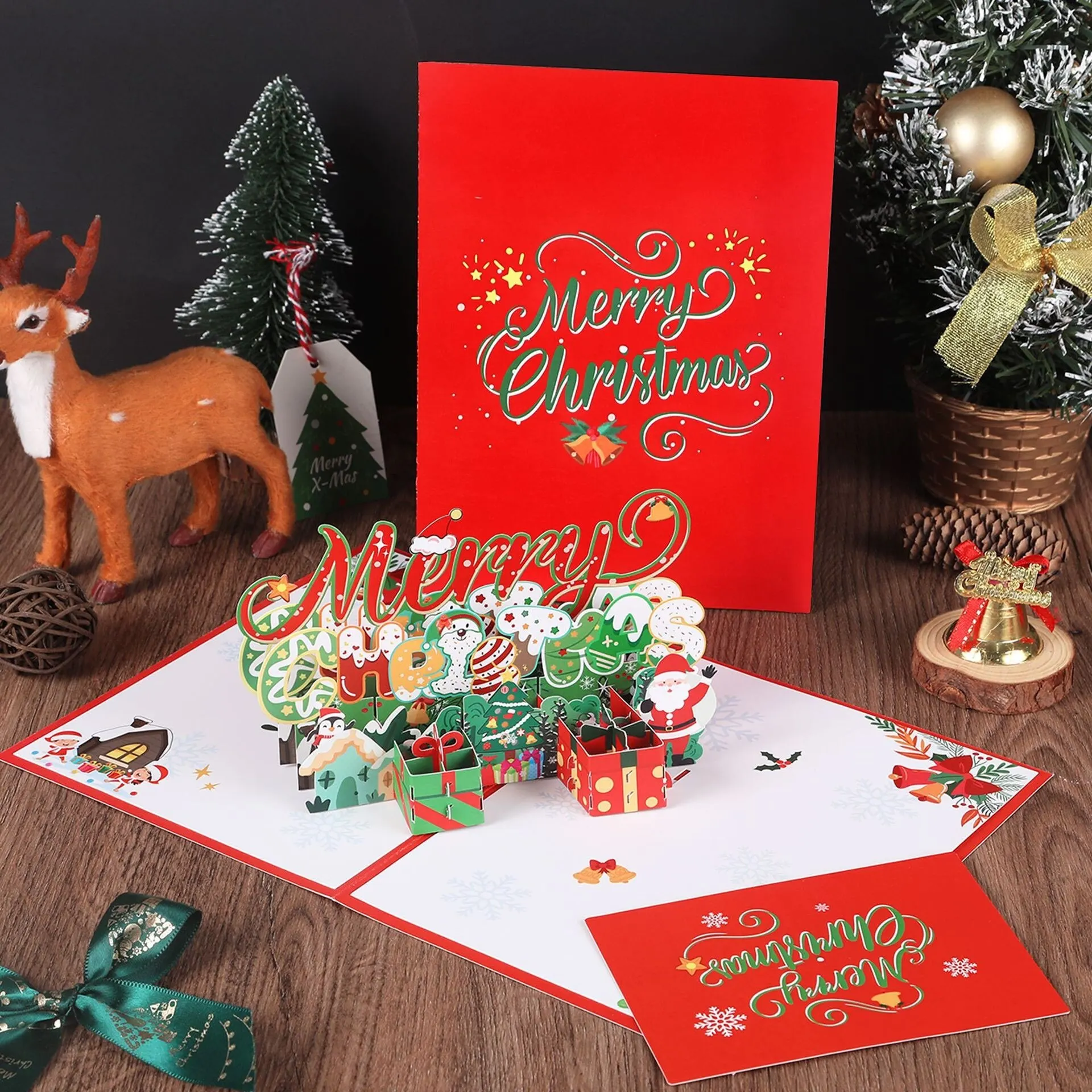 Christmas Tree 3D Pop-Up Card Christmas Sparkling Fantasy Greeting Card Tree Blessing Gift Message