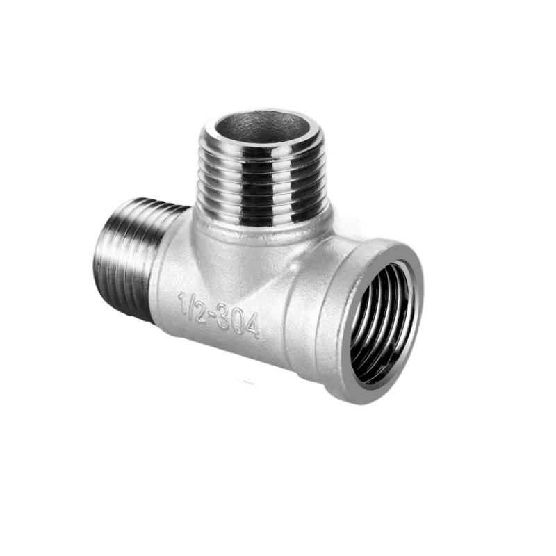 Pipe Fitting Water Pipe Fitting Hose Pipe Fitting Tee Adapter 304 Stainless Steel Male Female Thread Tee Connector BSPT Pipe Connector Fitting