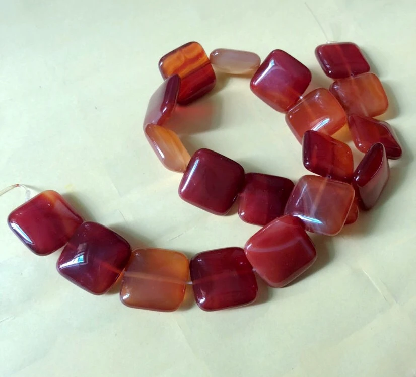 

Natural A Quality Red Carnelian Beads Red Agate 16mm 20mm Square Bead Gem Loose Beads For Jewelry Making,1strand 15.5"