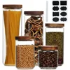1/5 Glass Food Storage Jars,Glass Storage Containers Clear Glass Food Canister with Bamboo Lid Airtight For Coffee,Flour, Sugar 1