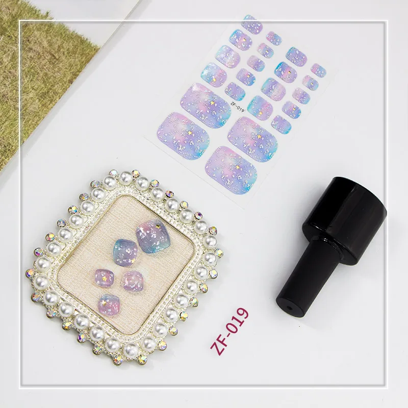 

1pc New High Quality Toe Nail Sticker with Diamond French Glitter Sequins Nail Wraps Strips Easy To Wear Manicure for Women