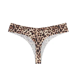 Elegant Ice Silk Seamless Bikini Panties - Soft, High - Elasticity Low - Rise Underwear - XXL (Leopard - thong)