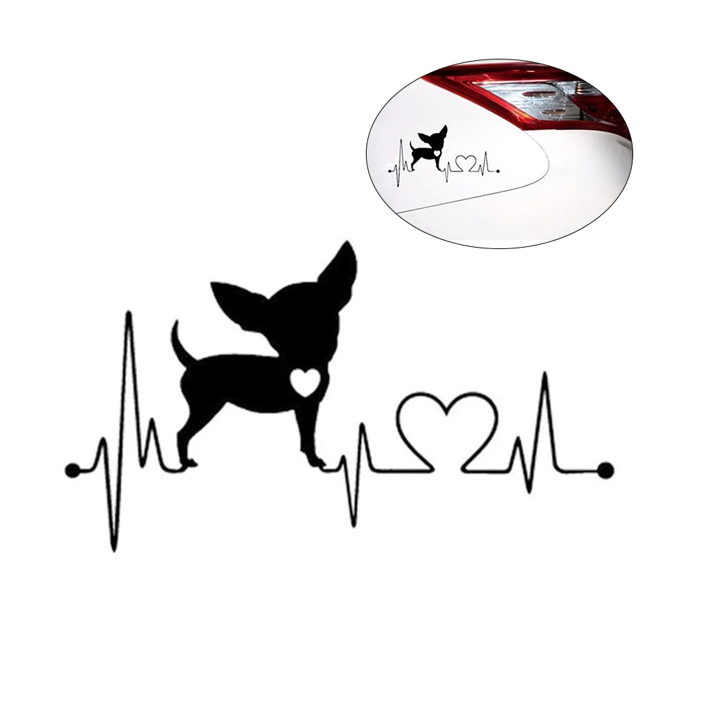 

Fashion Waterproof Heartbeat Lifeline Monitor Chihuahua Dog Decal Vinyl Car Decorative Sticker