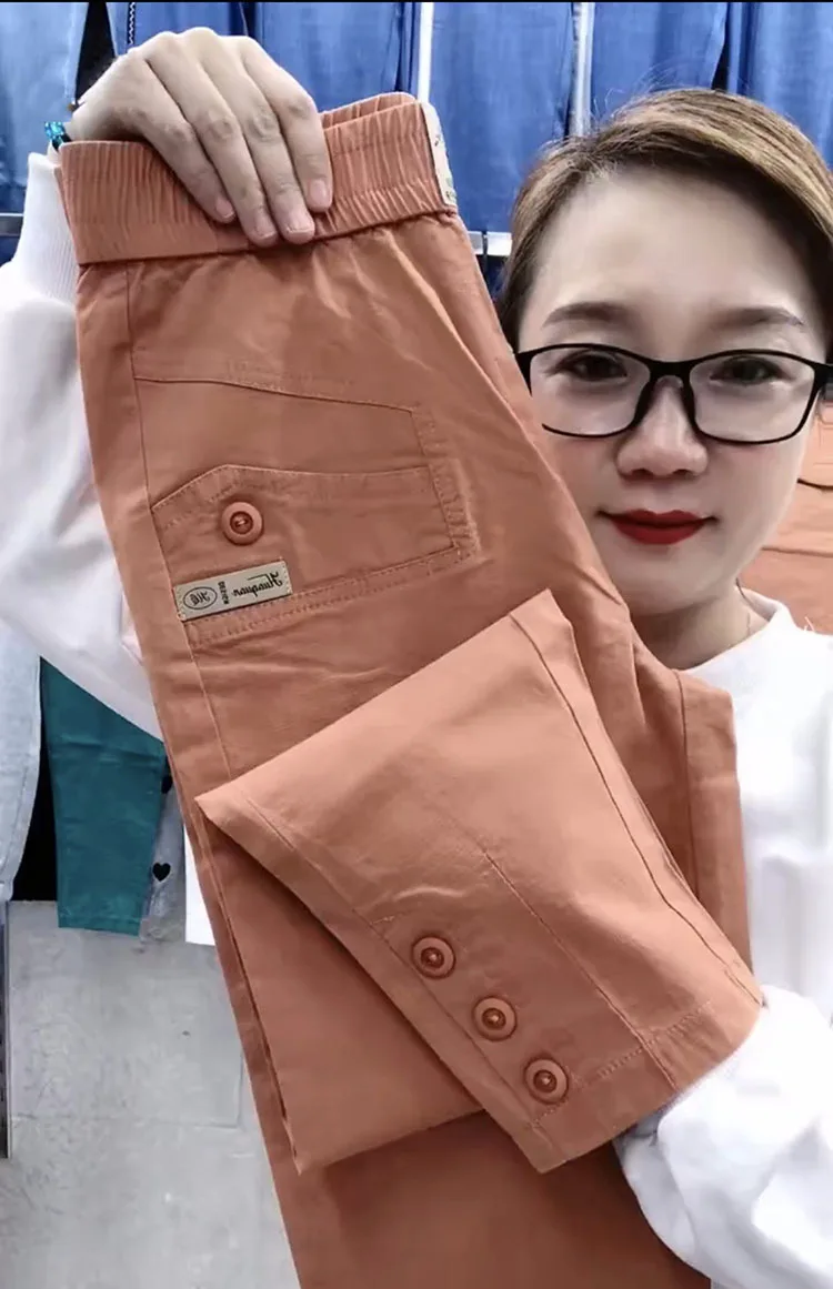 Women Cotton Linen Harun Pants Summer Loose New 2023 Ladies High Waist Versatile Thin Slim Casual Pants Female Nine-Point Pants