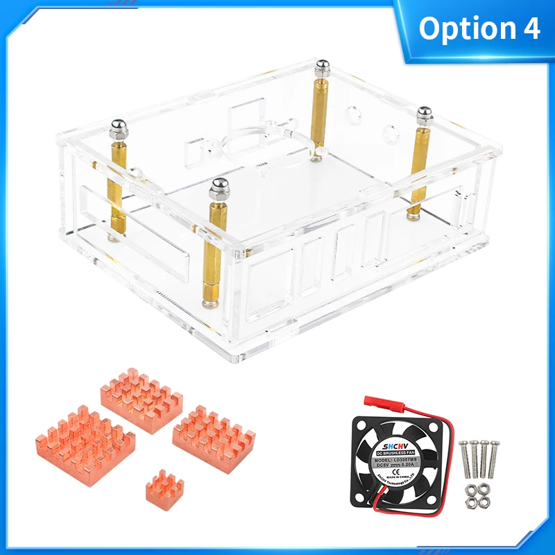 Orange Pi 5 Plus Acrylic Case Transparent Enclouse Clear Box Optional Copper Alu
