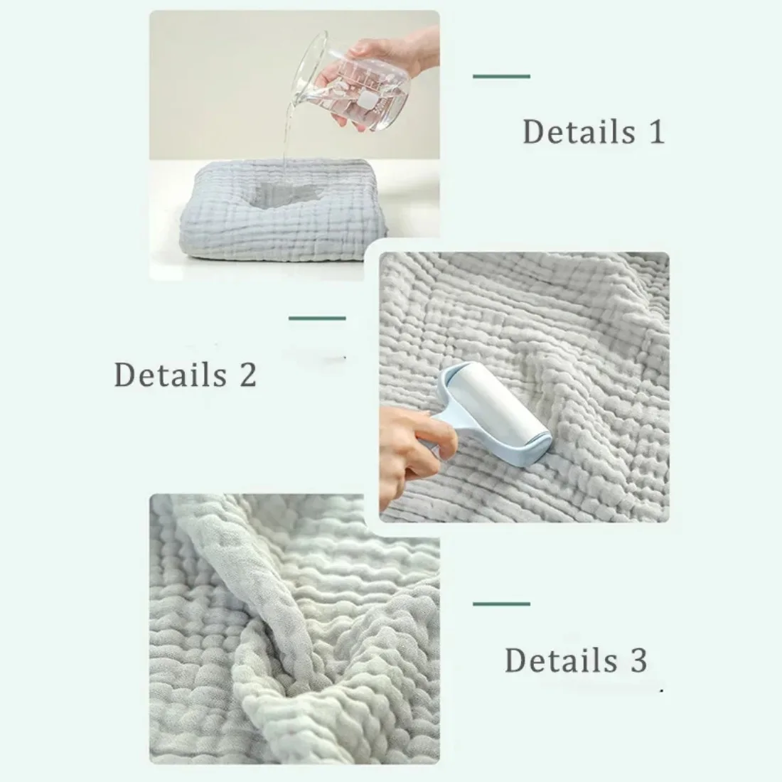 6 Layers Baby Bath Towel Kids Swaddle Wrap Bedding Pure Cotton Bubble Muslin Blanket Infant Gauze Receiving Blanket 105*105cm - 3