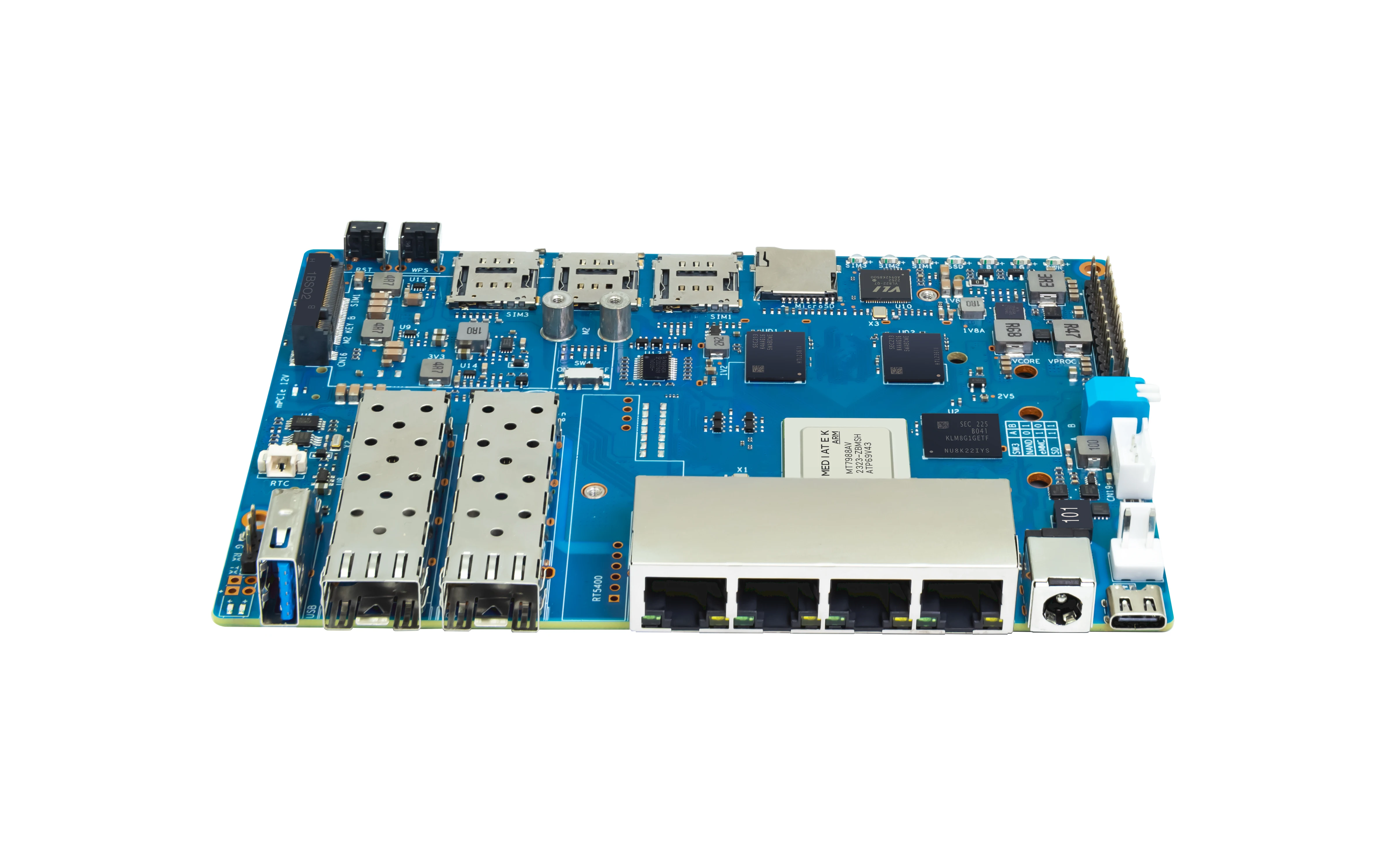 ٳ  BPI-R4 Ʈ(̽ ) MediaTek MT7988A(Filogic 880)  ھ Arm Corex-A73 4GB DDR4 8GB eMMC Openwrt  