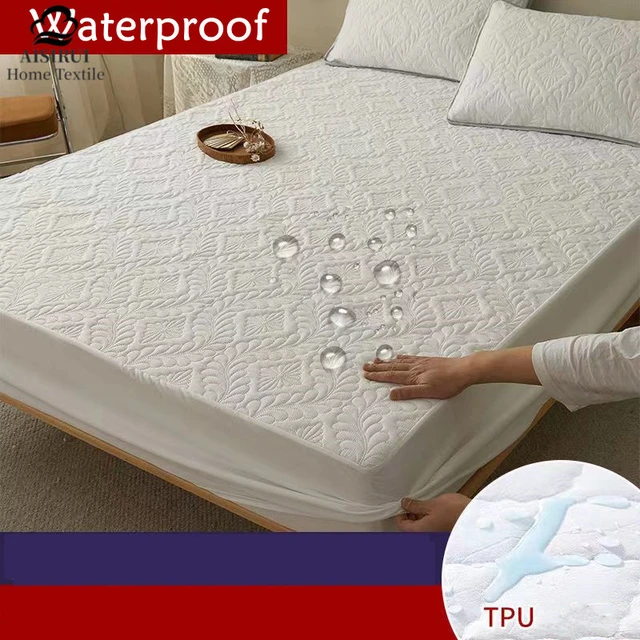 Washable Bed Cover Queen Size Fitted Bed Sheet 140x200cm Mattress Cover  Embossed Quilted King Mattress Protector - AliExpress