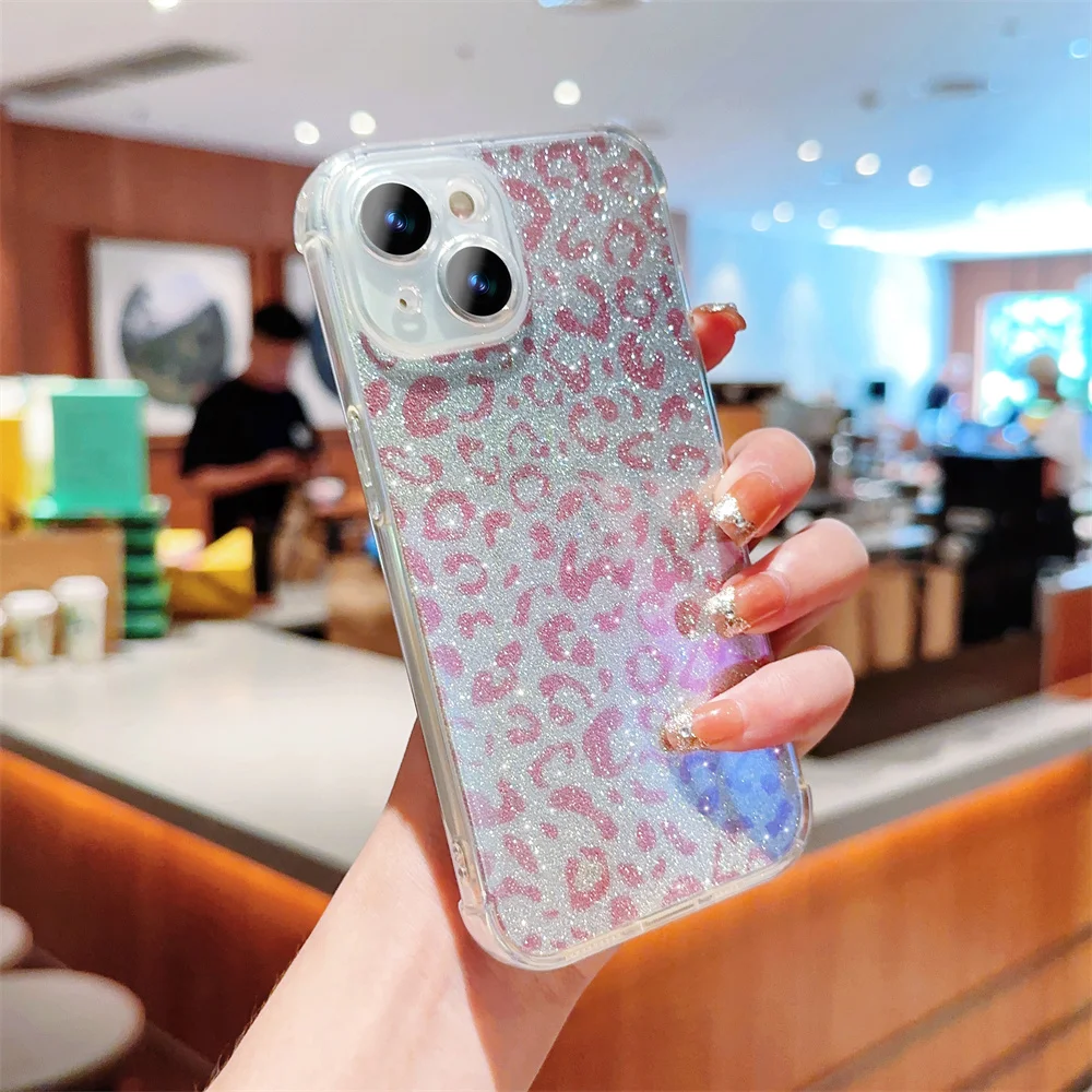 „Lase Leopad“ apsauginis telefono dėklas, skirtas „iPhone 15“, 14, 13, 12, 11, „Po Max Mini XR XS X 7 8 Plus“ ir atsparus smūgiams, minkštas TPU dėklas._voghion.com