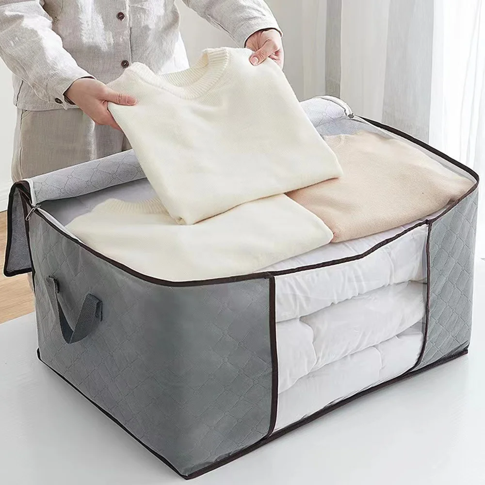 Quilt Clothes Storage Bag Big Capacity Blanket Sorting Bags Dustproof Closet Storage Non-woven Multi-functional Organizer