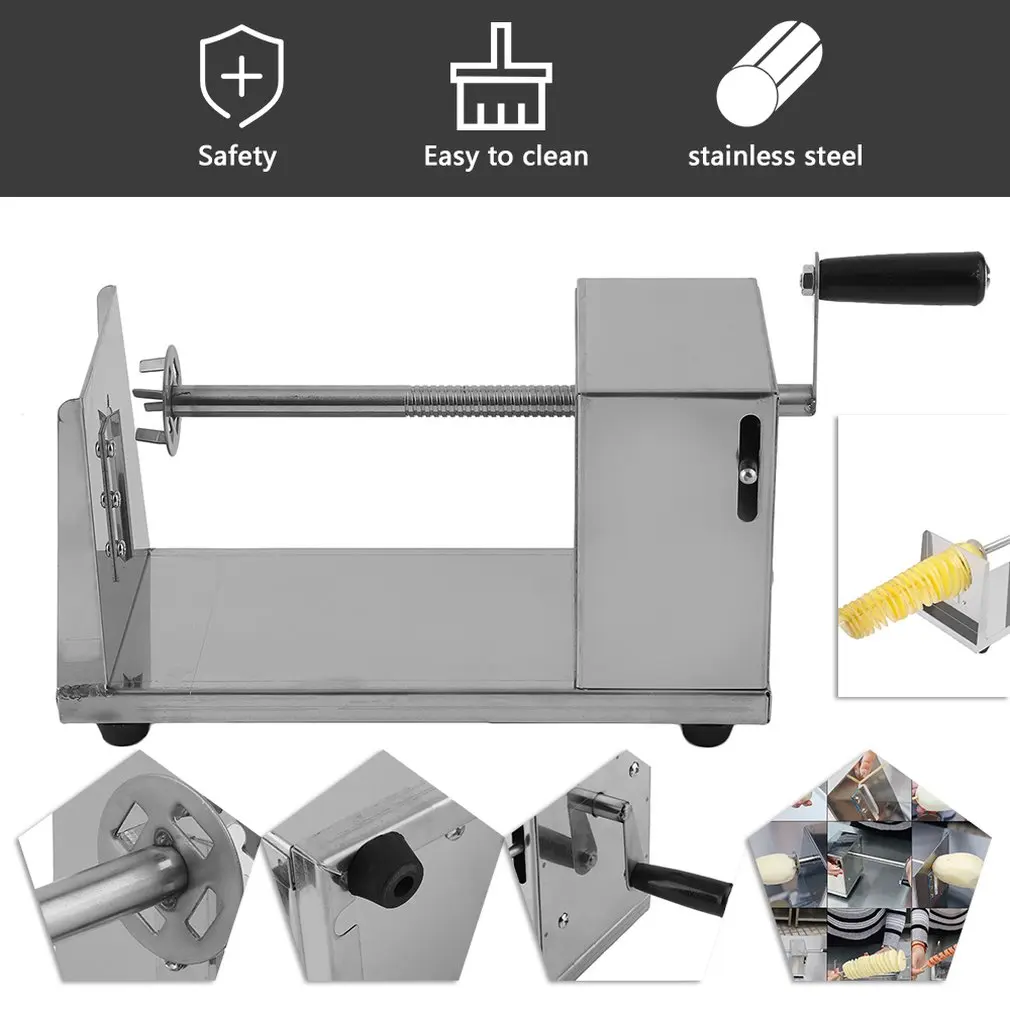 Manual Stainless Steel Twisted Potato Slicer French Fry Vegetable Cutter Spiral for Home Use or at Restaurant Chips Making Tools