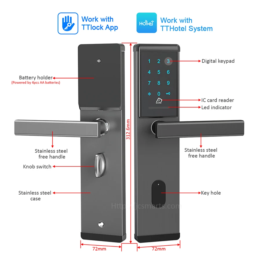  Intelige X5 resistente al agua, compatible con Tuya Biométrica  de huellas dactilares, seguridad inteligente WiFi APP contraseña cerradura  electrónica de puerta (color : sin mortaja) : Herramientas y Mejoras del  Hogar