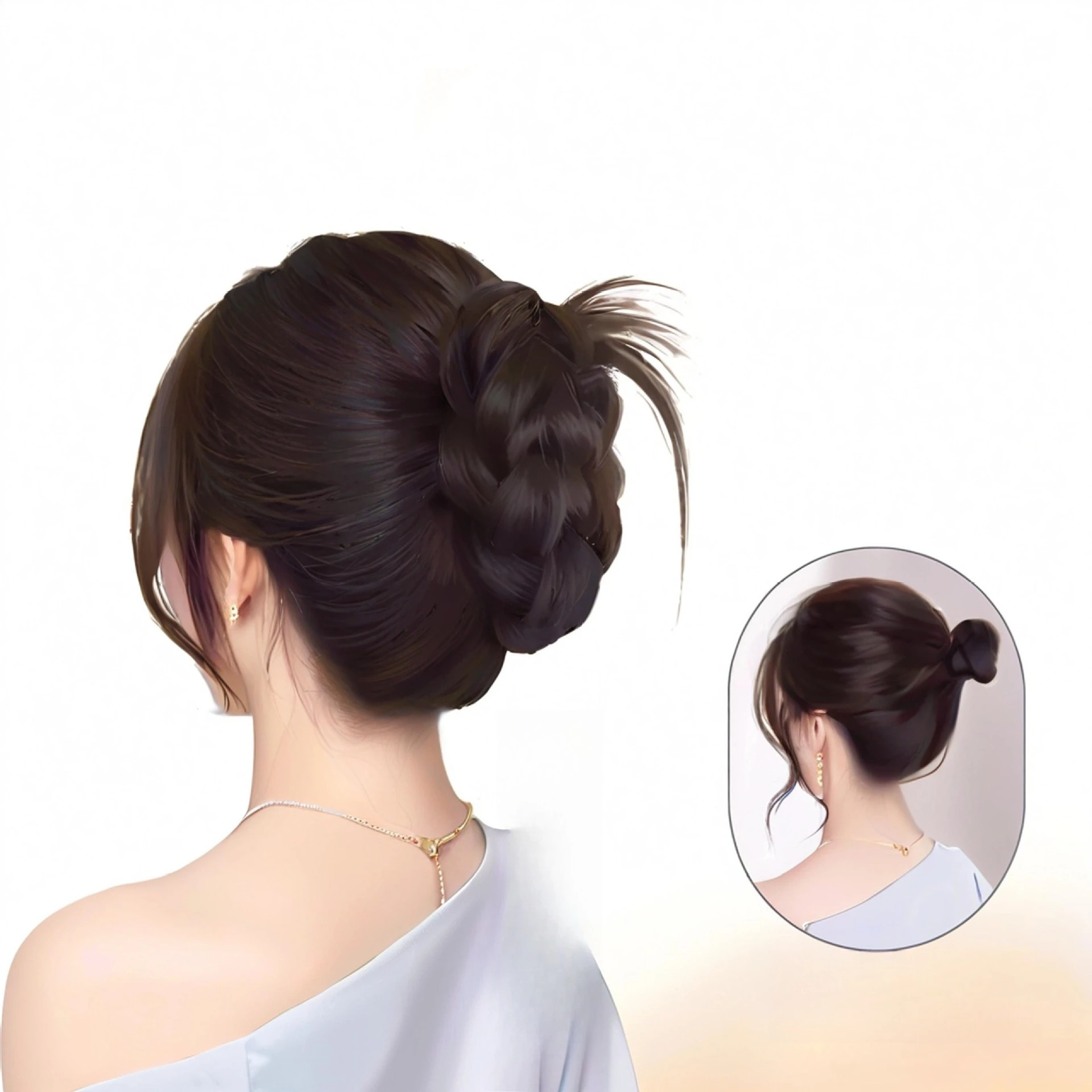 깃털 패드가 있는 한국식 여성용 고급 헤어 클립, 포니테일 고정 액세서리, 보이지 않는 흔적 없는 합성 섬유 가발