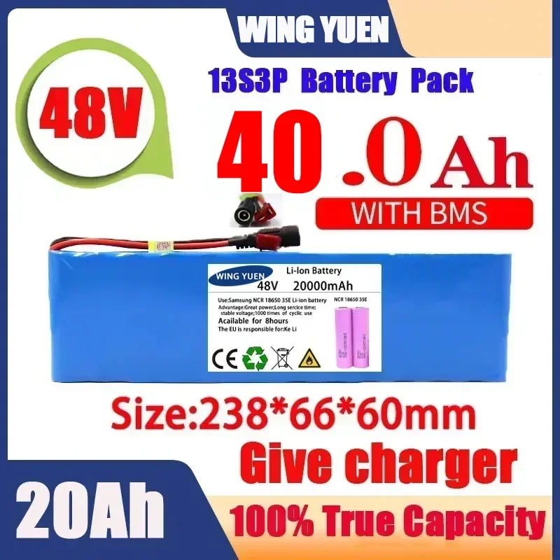 

Powerful 48V 120000mAh 1000w 13S3P XT60 120Ah Li-ion Battery for 54.6V Scooter Electric Bike with BMS Charger