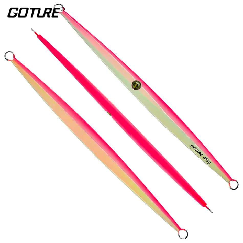 

Goture Metal Jig Fishing Lure Fast Jigging Lure 400g Luminous Artificial Bait Seawater Fishing Bait for Tuna Salmon Sailfish etc